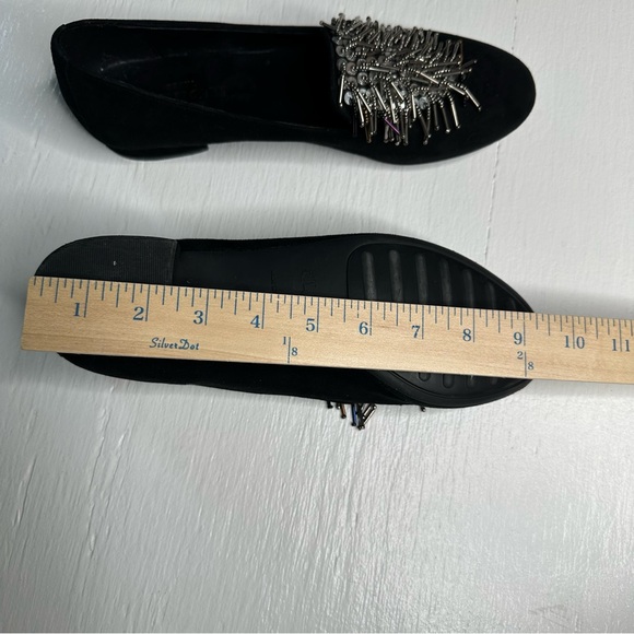 Sesto Meucci Womens Shoes Black Kamile Embellished Suede Loafers Size 8.5 Flats - Picture 7 of 8